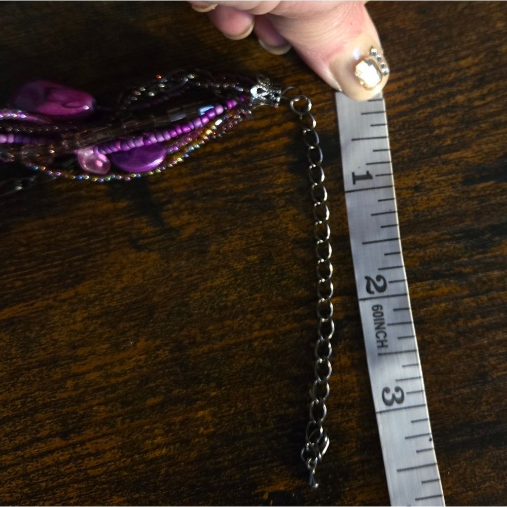 "5/$40" Purple Multistrand Adjustable Statement Costume Fashion Necklace - Picture 7 of 7